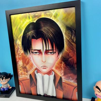 China Eco Friendly LEVI Attack on Titan 3D Print Anime Poster Lenticular Wall Painting Customize 3D Print Painting Wall Art 3Dwallpaper for sale