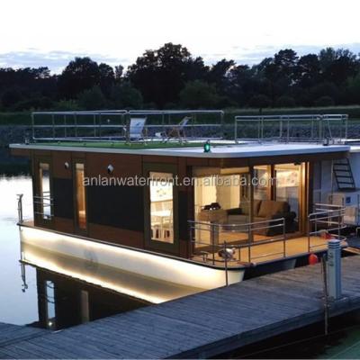 China New Fashion Modern Listing Prefab Houseboat Container House Floating On Water for sale