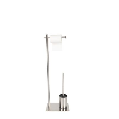 China Factory Price Modern Stainless Steel Toilet Brush And Paper Holder Vertical Bathroom Set for sale