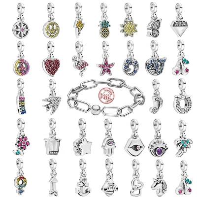 China Hiphop I Series Chain Small Colorful Pendants Charms Necklace Authentic Silver Color Fit Pandoaer I Series Charm DIY Jewelry Gift for sale