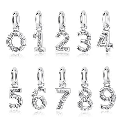 China Original 100%925 Sterling Silver Charm Digital Hiphop Pendant Suitable for Exquisite Necklace Female Charm Gift for sale