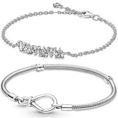 China Original Hiphop Knot Snake Bone Bracelet 100 S925 Sterling Silver Love Moment Unlimited Suitable For Female Charm Diy Bracelet for sale