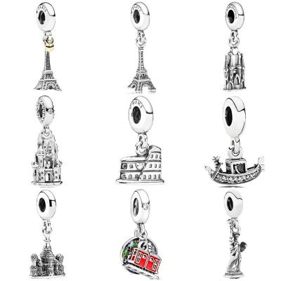 China Popular Selling Hiphop Ship Castle Amulet Pendant 925 Sterling Silver Charm Paris Tower Suitable for DIY Necklace Bracelet Jewelry for sale