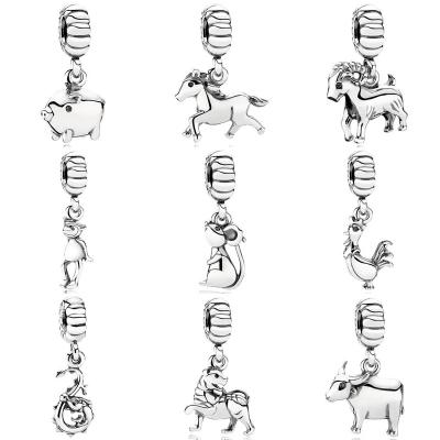 China Hiphop Hanging Ornaments 100% S925 Sterling Silver Chinese Zodiac Charm Suitable For Necklace Amulet Jewelry for sale