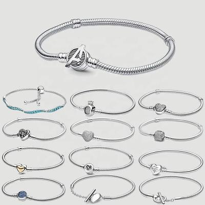 China Hiphop Heart S925 Sterling Silver Snake Chain Bracelet with Letter Cuff Chain with Disc Buckle Glitter Fit for Women Diy Bracelets for sale