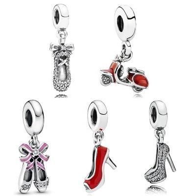 China Hot Hiphop 925 Sterling Silver Women High Heels Charm Motorcycle Travel Talisman For Women's Bracelet Fine Jewelry for sale