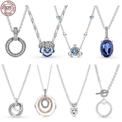 China Heart Shaped Ring Pendant Jewelry Suitable For Original Hiphop Double Crown Butterfly Pantora 100%925 Sterling Silver Necklace Shiny for sale