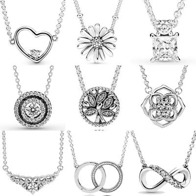 China Hiphop High Quality 925 Sterling Silver Timeless Rose Petal Daisy Heart Shaped Necklace Fits The Original Pantora Necklace for sale