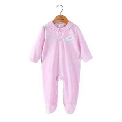 China Fashionable Pink Plush Baby Clothes Thickened Baby Climbing Jumpsuit For Autumn And Winter for sale