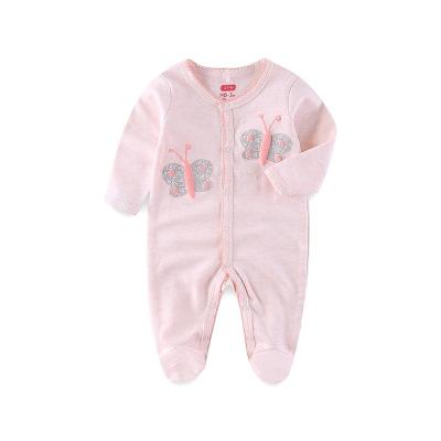 China Fashionable Solid Color Cartoon Printed Infant Baby Rompers Cotton Baby Jumpsuit Clothes for sale