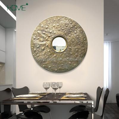 China Antique Style Gold Decorative Antique Metal Framed Round Mirror For Wall Decoration for sale