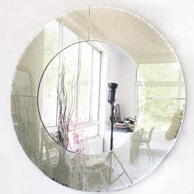 China Modern Gold Powder Etching Glass Framed Mirror On Mirror Wall Mirror For Wall Decoration for sale