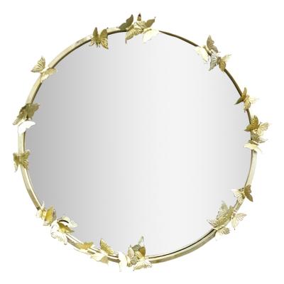 China High Quality Bathroom Hotels In Europe And The United States Round Bathroom Metal Butterfly Frame Wall Hanging Mirror for sale