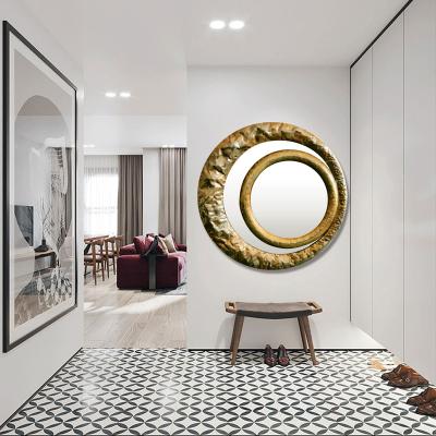 China European and American Wind Iron Handwork Mirror Art Decor Luxury Home Decoration Round Wall Mirror for sale