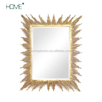 China Antique brass designer metal mirror decorativeiron wall mounted mirror for hotel for sale