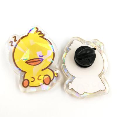 China Promotion Gift Cracked Hologram Acrylic Pins Custom Cartoon Anime Badge for sale