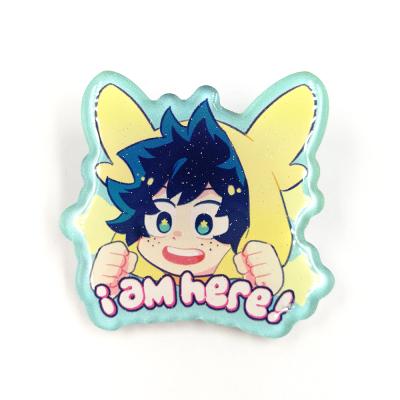 China Custom Customized Promotional Star Glitter Epoxy Acrylic Pins Acrylic Badge Brooch For Gifts for sale