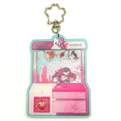 China Promotion Gift Custom Design Shake Acrylic Key Chain Printed Cute Anime Acrylic Charm With Inner Small Shakers for sale