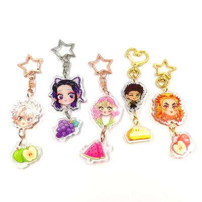 China Custom Clear Cute Acrylic Anime New Design High Quality Custom Made Double Linked Charms Key Chain for sale