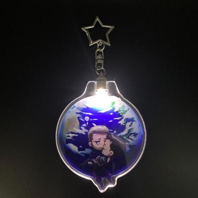 China Promotion Gift Custom Different Color Anime New Printing Factory Cheap LED Light Acrylic Shaker Charms Key Chain for sale