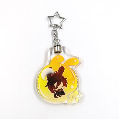 China New Anime Print Colorful Cheap Factory Custom LED Light Acrylic Promotion Gift Lights Shaker Charms Key Chain for sale