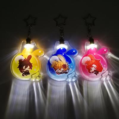 China Custom New Style Custom Acrylic Light LED Printing Acrylic Key Chain With Shiny Epoxy Acrylic Key Chain Charms for sale