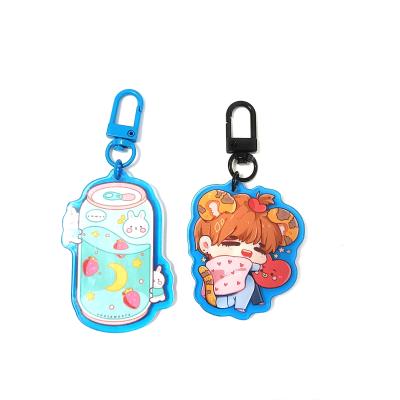 China Custom Promotion Gift Fashion Anime Picture Printed Colorful Acrylic Key Chain Charm For Backpack Ornament for sale