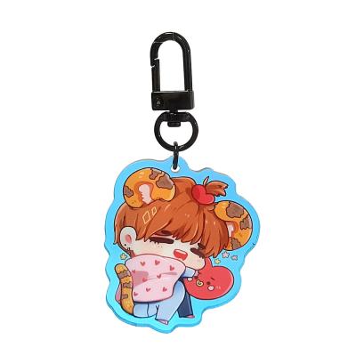 China Promotion Gift Form Your Own Key Chain Custom Anime Picture Printed Colorful Acrylic Key Chain Charm For Backpack With Epoxy for sale