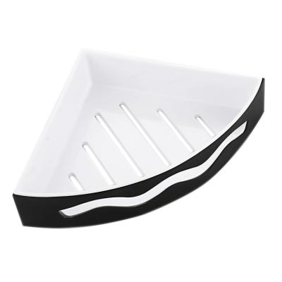 China Triangular Bathroom Wall Mount Storage Tray Easy Take Shelf Low Plastic Storage Rack for sale