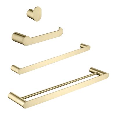 China Sustainable Modern 304 Wall Mounted Brushed Gold Bathroom Towel Rack Stainless Steel Bathroom Set Accesspries for sale