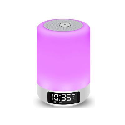 China Hthconvey OEM Handsfree LED Light Eco-friendly Portable Speaker Lamp Sound Box With Alarm Clock Function For Home for sale