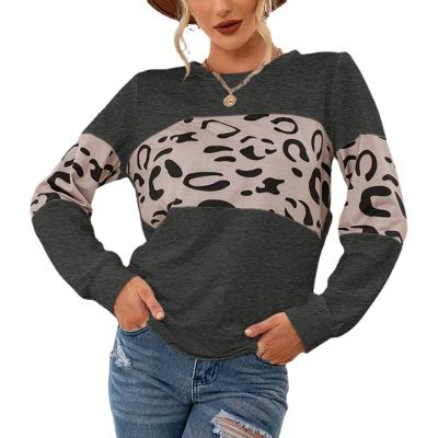 China 2021 Anti-wrinkle Autumn New Women's Casual Crew Neck Simple Upper Leopard Print Sweater Shirt Sweater for sale