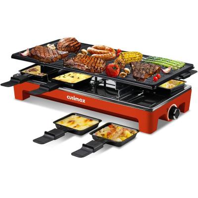 China Electric Household CUSIMAX Raclette Grill Panel, Portable 2 in 1 Korean Indoor BBQ Grill and Cheese Raclette for sale