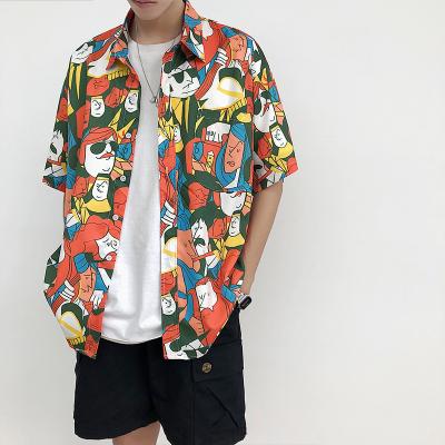 China Floral harajuku shirt Hawaiian beach shirt men's and women's summer breathable short sleeve loose shirts for men for sale