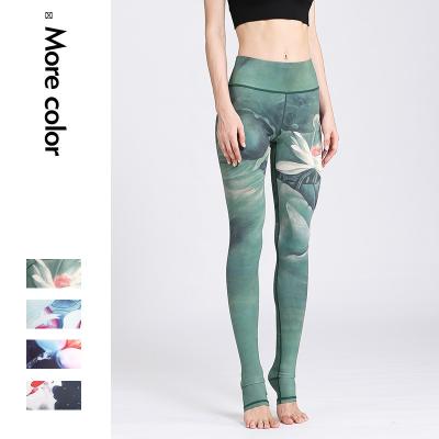 China Women Floral Lift Up Waist Trainer Tops Breathable Sports Tights Long Leggings Running Pants Workout Tummy Control Yoga Pants for sale