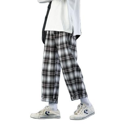 China Spring QUICK DRY Summer Slim Plaid Pants Men Fashion Retro Streetwear Casual Pants Men Loose Drawstring Wild Straight Pants Men for sale