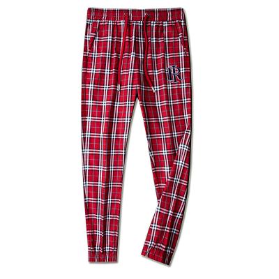 China Light Luxury High End Red Fashion Casual Pants QUICK DRY Men's Sports Stretch Feet Girded Men Knitted Checked Pants for sale