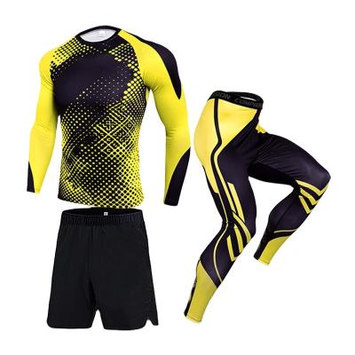 China Antibacterial 3 Pcs Sets Mens Workout Sports Suit Gym Fitness Compression Clothes Running Exercise Jogging Sport Wear for sale