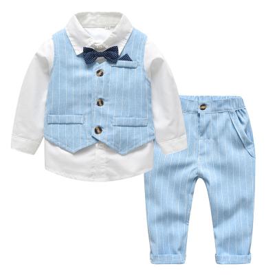 China ENGLAND STYLE Tops Fashion Boys Worsted Striped Clothing Sets Turn Down Collar In Running Ware Toddler Costume for sale