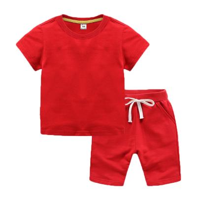 China Boy Casual Girl Summer Cotton Suits Kids Soft T-shirt Beach Shorts Suit Kids Infant Toddler Solid Clothes Hot Cheap Stuff for sale