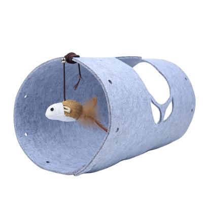 China Sustainable pet supplies multifunction indoor felt cats tunnel tube felt cat tunnel play mat for sale