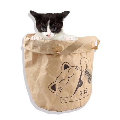 China Travel Pet supplies cat rustling double foldable kraft paper bag venting toys out travel pet bag for sale