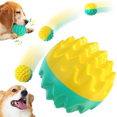 China Sustainable Pet toy durable soft rubber ball chew toys tooth cleaning leakage food dog toys for sale