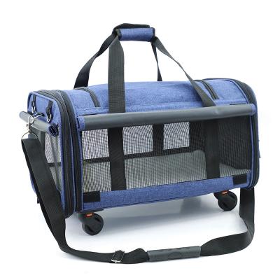 China Stocked Outdoor Customized Travel Bag Set Collapsible Small Dog Cat Mesh Handle Portable Pet Travel Bag for sale