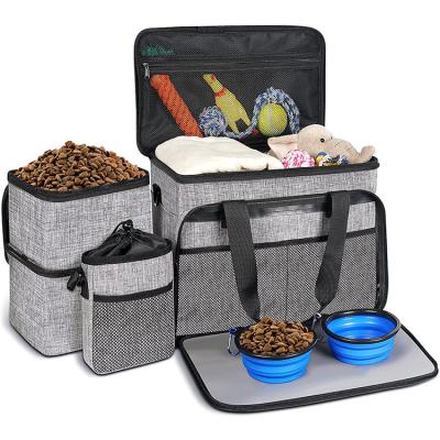 China Sustainable Airline Approved Pet Travel Food Bag  Supplies Include 2 Food Containers 2 Collapsible Dog Bowls for sale