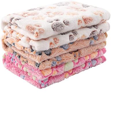 China Stocked Soft Cute Warm Fluffy Fleece Flannel Dog Puppy Pet Pad Mat Throw Cover Blanket for sale