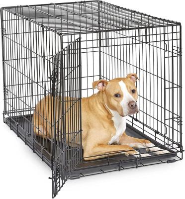 China Breathable Metal Foldable Pet Cage  Dog Crate Kennels In Bedroom Pet Crate Dog Cage With Plastic Tray Duty Durable Stainless Steel Kennel for sale