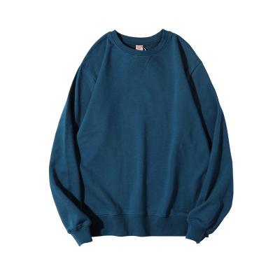 China Anti-pilling High Quality Cotton Plain Sweatshirt Men's Round Neck Plus Size Dropped Shoulder Sweatshirt for sale