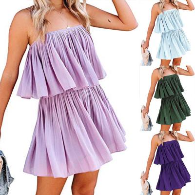 China Waterproof Summer Sleeveless Halter Jumpsuit Backless Wide Leg Jumpsuit Pants Solid Color Pressure Pleated Jumpsuit for sale