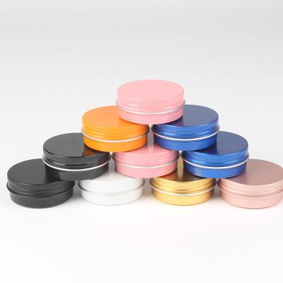 China Food grade 0.5oz 1oz 2oz 15ml 30ml 60ml 80ml 120ml round white orange blue metal Tin Can Cosmetic Aluminum Jar Matte Black Rose Gold Pink for sale